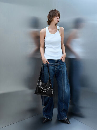 Atwood Chain Convertible Hobo Bag, Noir, hi-res