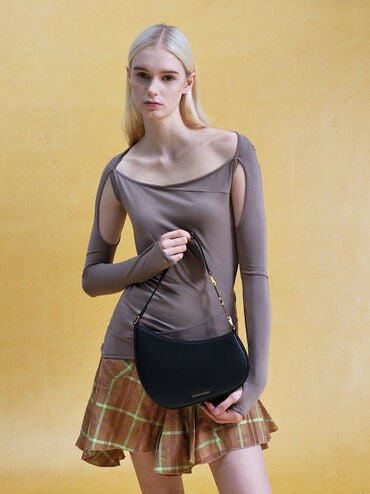 Agatha Chain-Strap Shoulder Bag, Black, hi-res