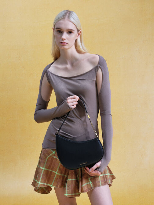 Agatha Chain-Strap Shoulder Bag, Black, hi-res