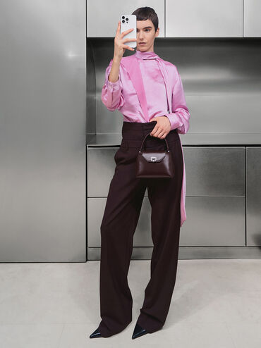 Arwen Quilted Top Handle Bag, Plum, hi-res