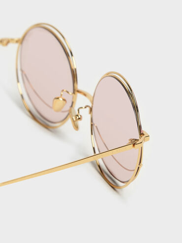 Circle Frame Sunglasses, Pink, hi-res