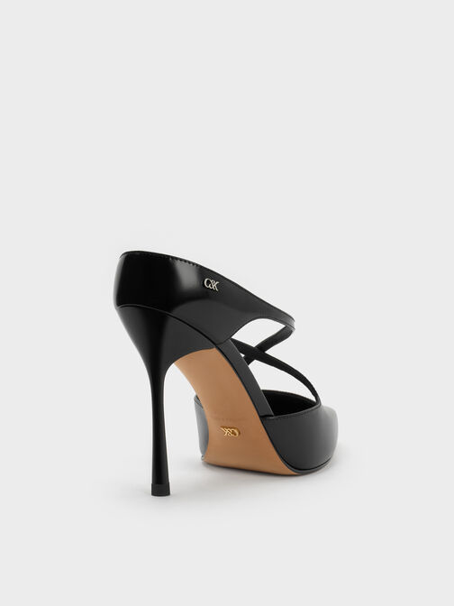Kyra Leather Crossover Stiletto Mules, Black Boxed, hi-res