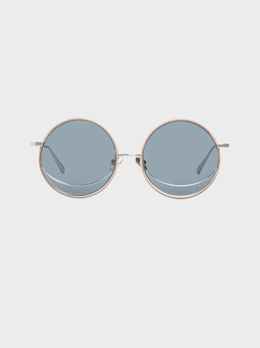Circle Frame Sunglasses, Blue, hi-res