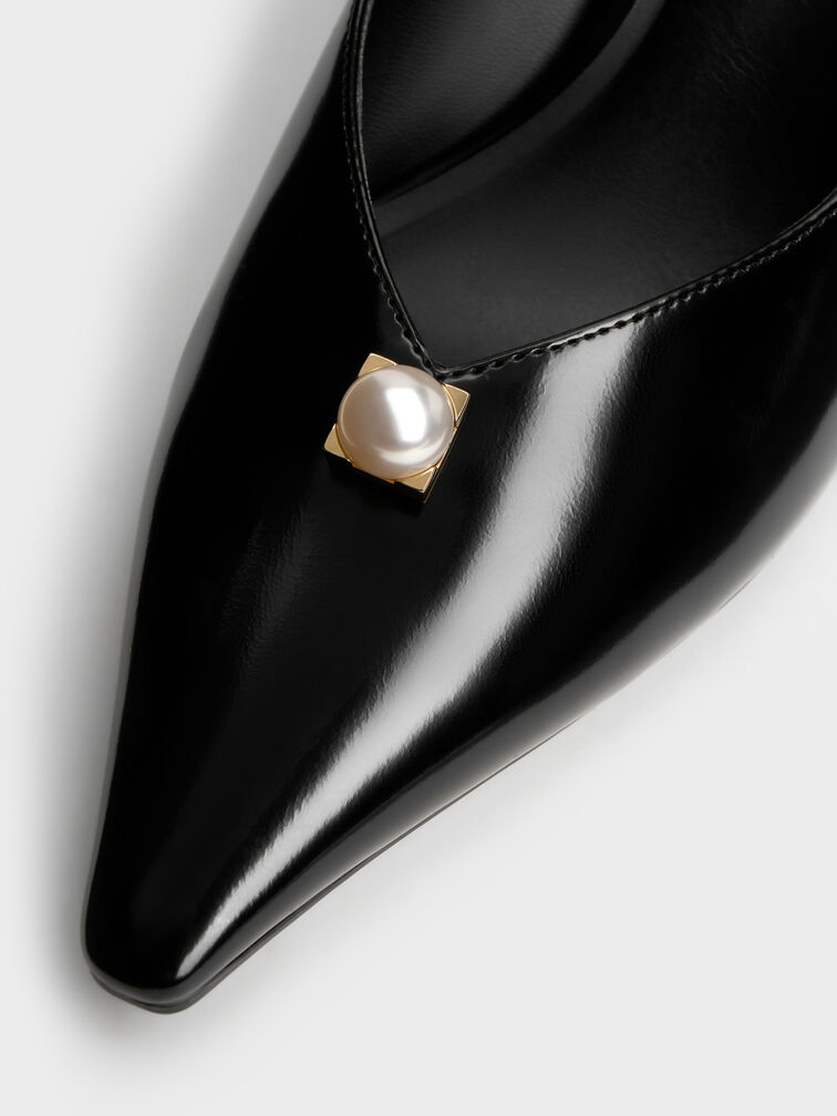 Marie Pearl Pointed Pumps, Black Boxed, hi-res