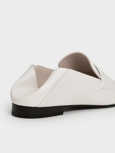 Almond-Toe Penny Loafers, White, hi-res
