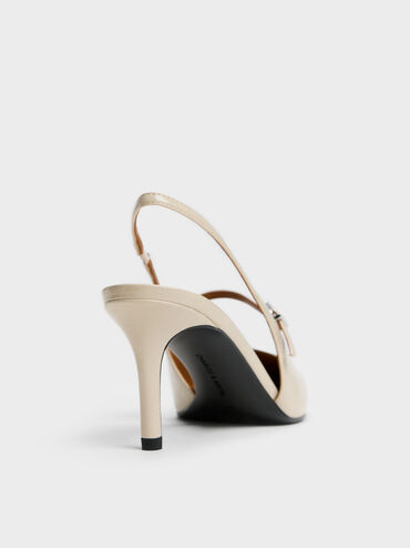 Pointed Slingback Mary Jane Pumps, Beige, hi-res