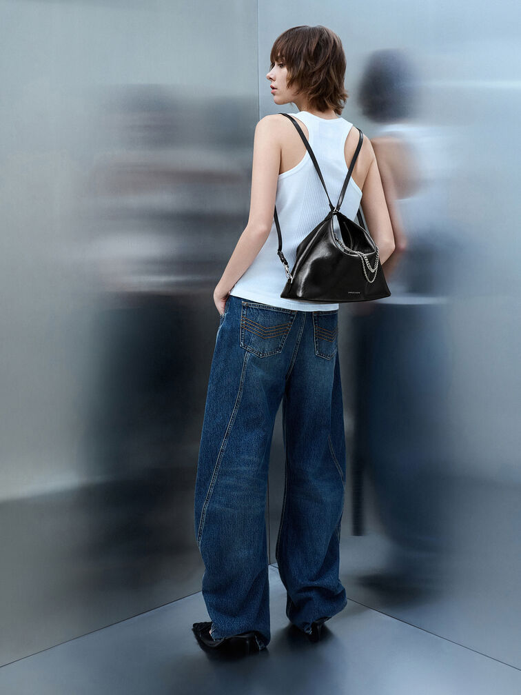 Atwood Chain Convertible Hobo Bag, Noir, hi-res
