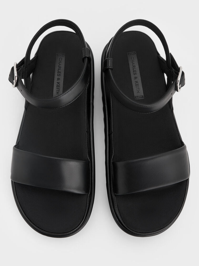 Flatform Sandals, Black, hi-res