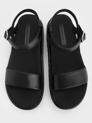 Flatform Sandals, Black, hi-res