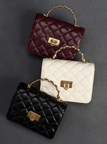 Cressida Quilted Top Handle Bag, Wineberry Red, hi-res