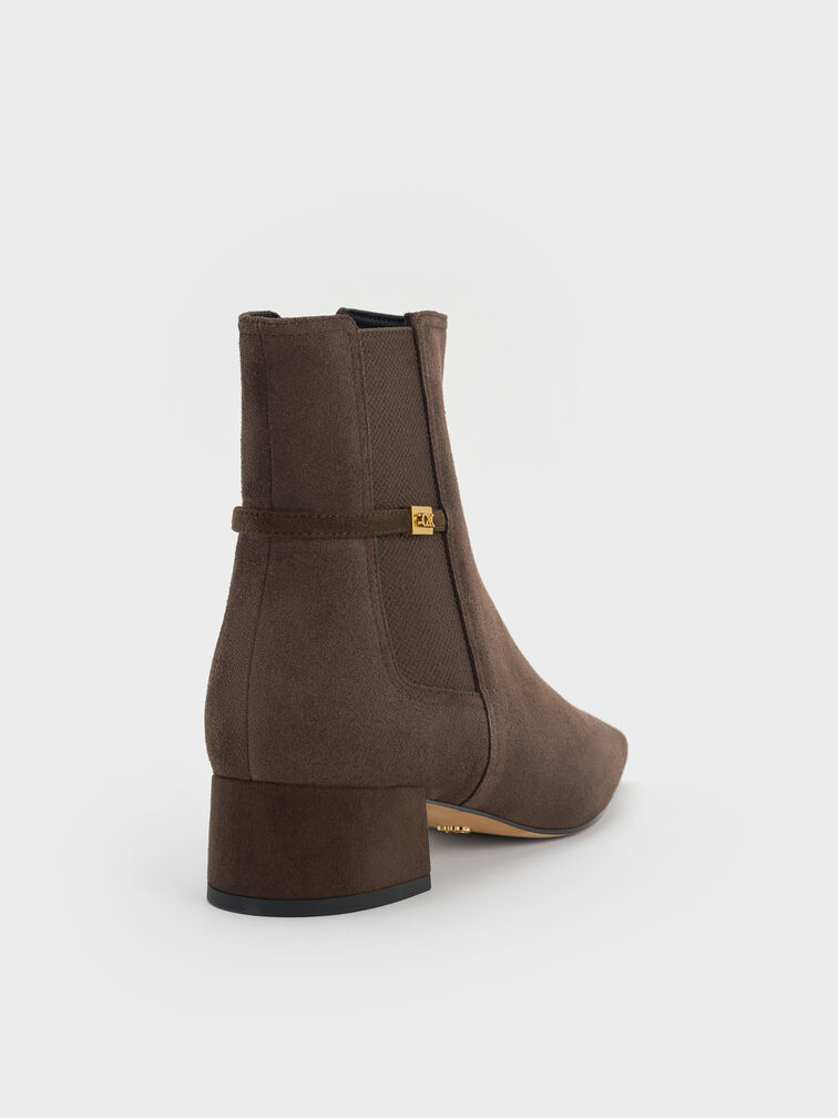 Georgina Suede Tapered Ankle Boots, Dark Brown Textured, hi-res