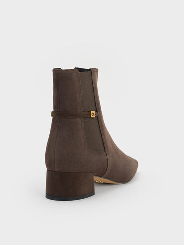 Georgina Suede Tapered Ankle Boots, Dark Brown Textured, hi-res