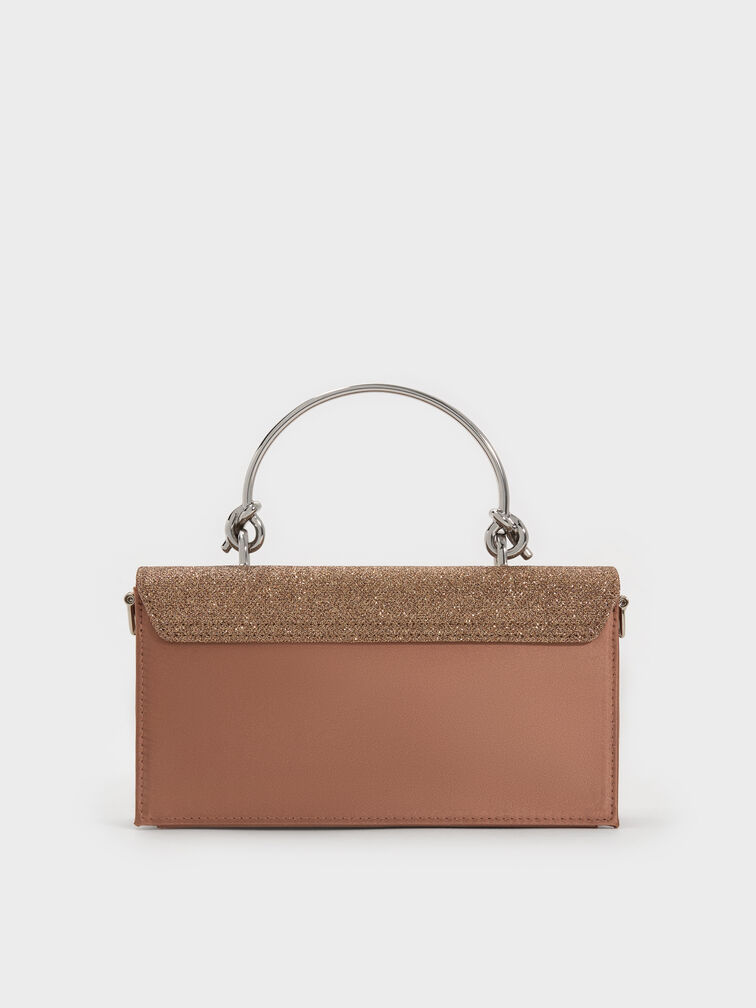Kristine Glittered Wallet On Chain, Bronze, hi-res
