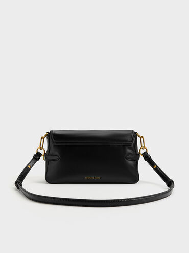Gwynne Metallic-Buckle Belted Shoulder Bag, Black, hi-res