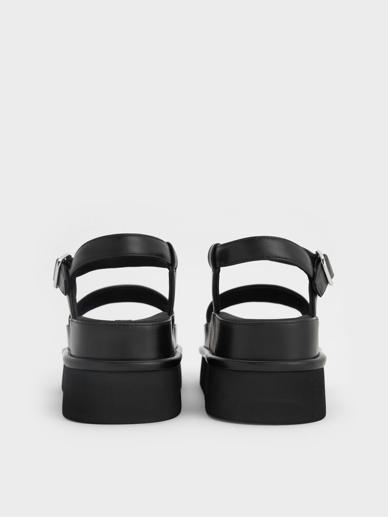 Flatform Sandals, Black, hi-res