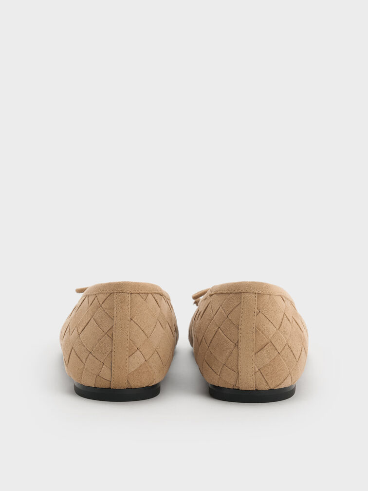 Ivette Faux Suede Woven Bow Ballet Flats, Sand, hi-res