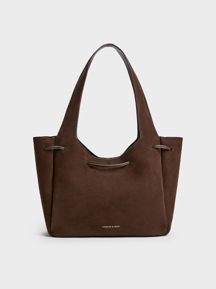 Mila Metallic-Knot Tote Bag, Espresso Brown, hi-res