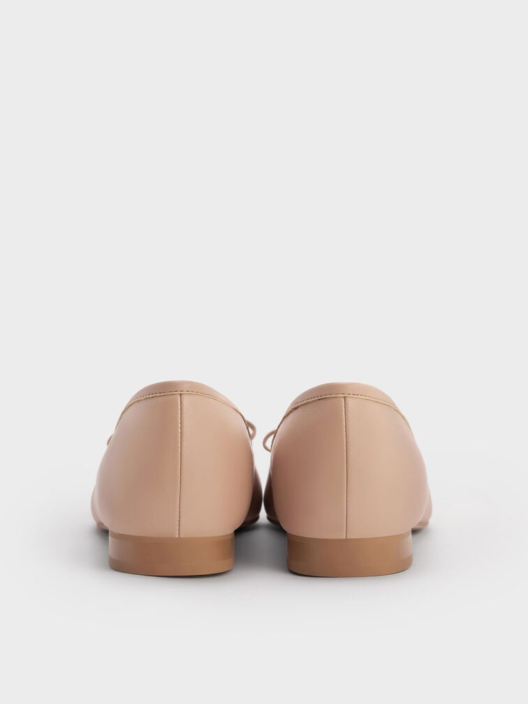 Bow Pointed Ballet Flats, Nude, hi-res