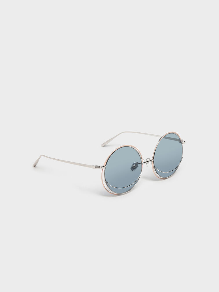 Circle Frame Sunglasses, Blue, hi-res