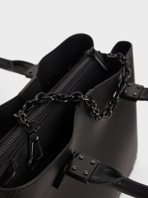 Cameron Double Top Handle Bag, Ultra-Matte Black, hi-res