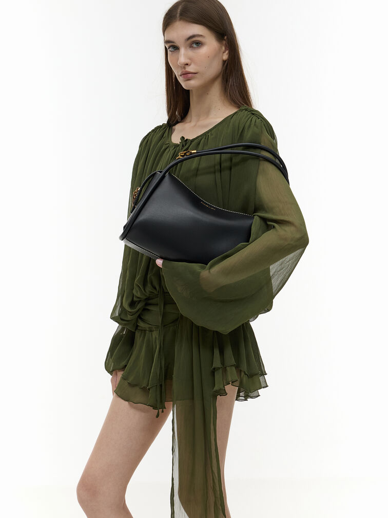 Lyla Tubular Slouchy Shoulder Bag, Black, hi-res