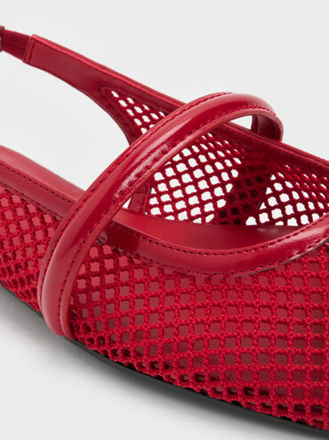 Ellory Mesh Slingback Mary Jane Flats, Red, hi-res