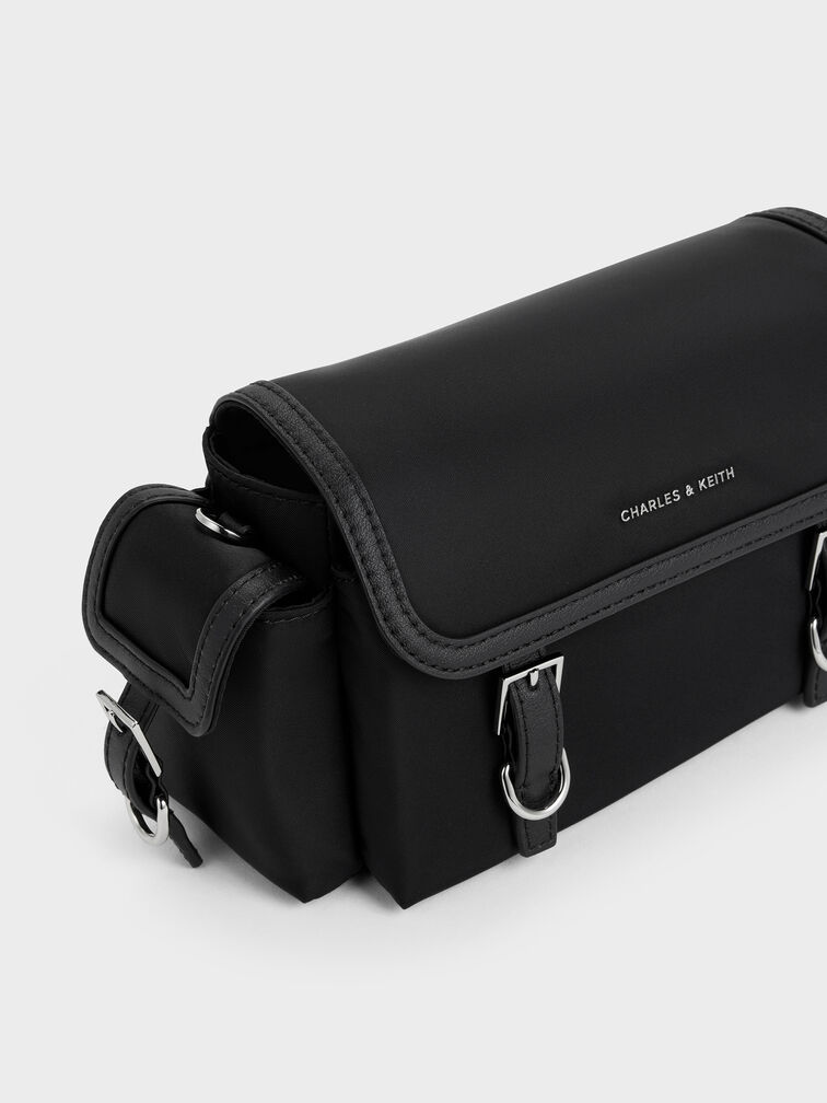 Levy Nylon Buckled Crossbody Bag, Noir, hi-res