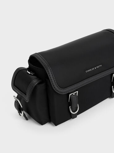 Levy Nylon Buckled Crossbody Bag, Noir, hi-res