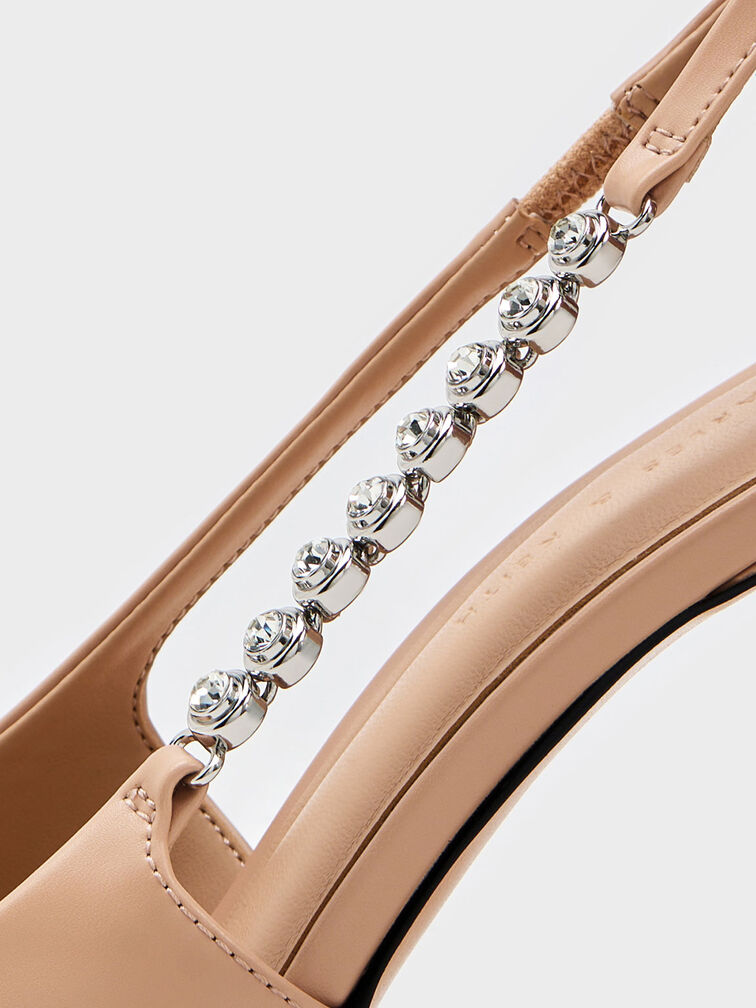 Flores Gem-Strap Slingback Pumps, Nude, hi-res