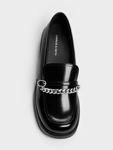 Georgie Chain Loafers, Black Boxed, hi-res