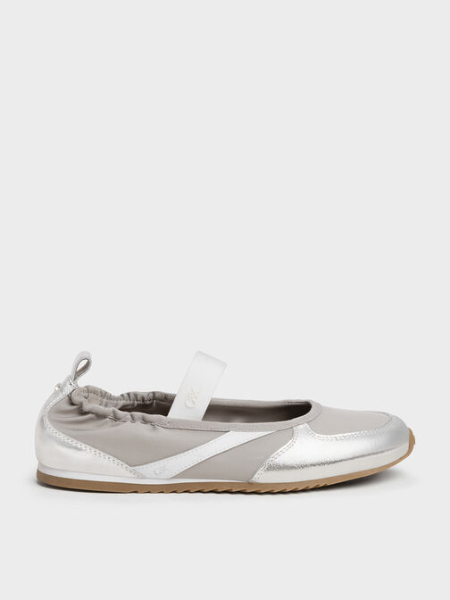 Jace Metallic Leather Mary Jane Sneakers, Silver, hi-res