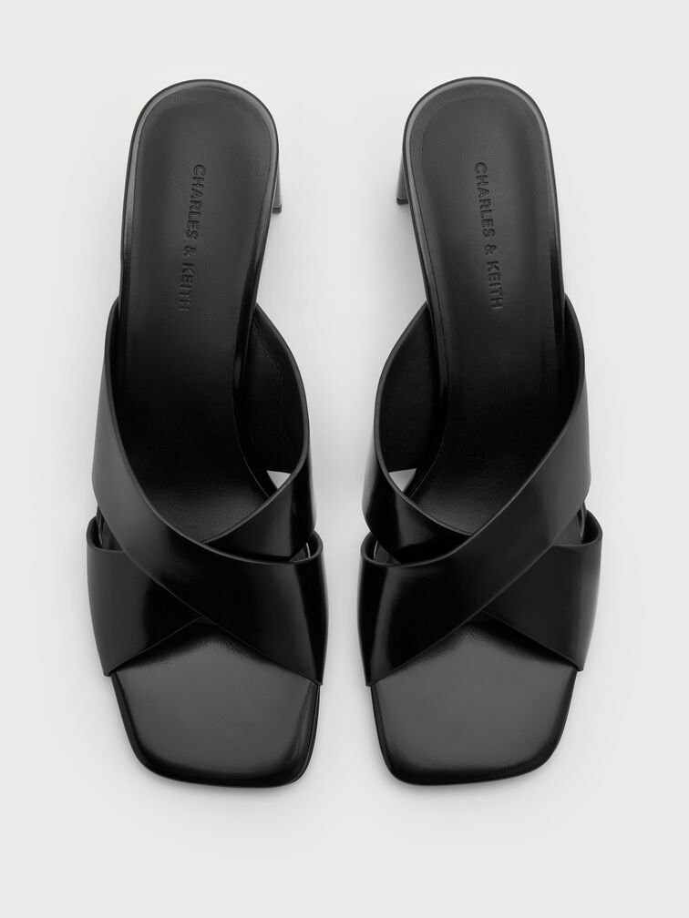 Georgina Crossover Blade-Heel Mules, Black Boxed, hi-res