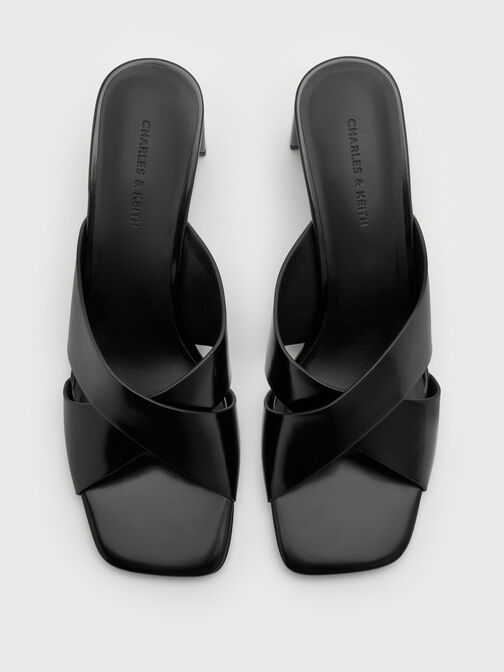 Georgina Crossover Blade-Heel Mules, Black Boxed, hi-res