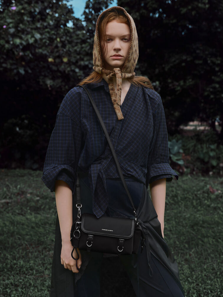 Levy Nylon Buckled Crossbody Bag, Noir, hi-res