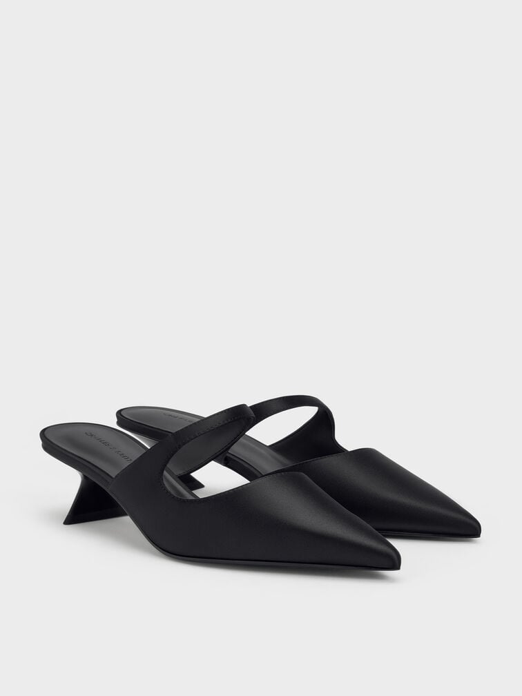Vada Asymmetric Sculptural Heel Pumps, Black, hi-res