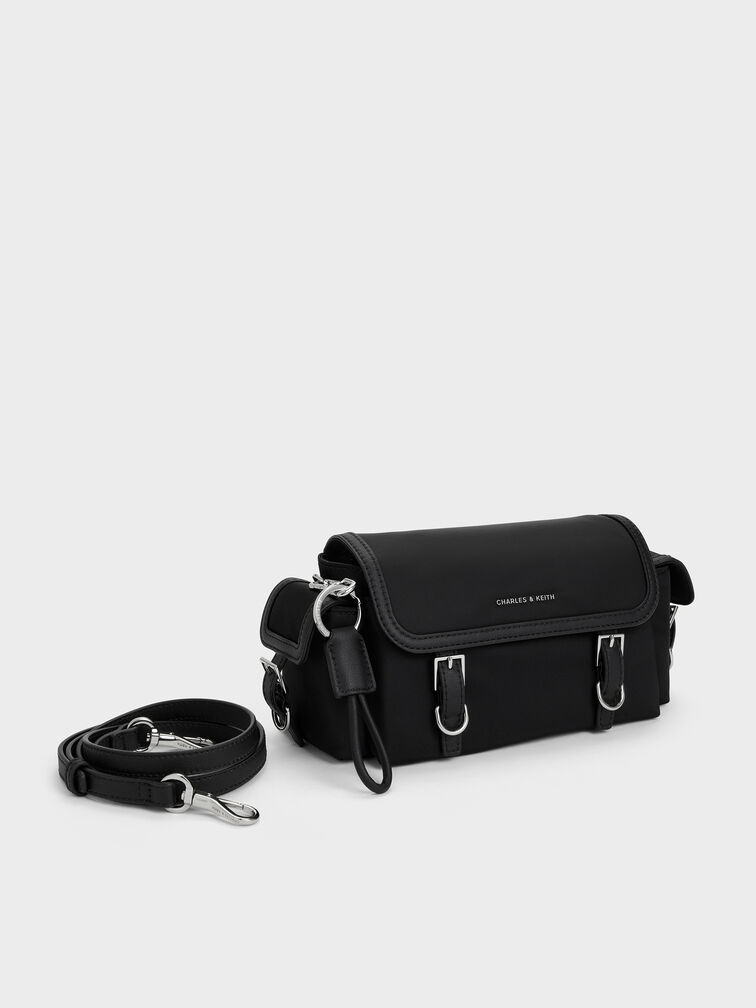 Levy Nylon Buckled Crossbody Bag, Noir, hi-res