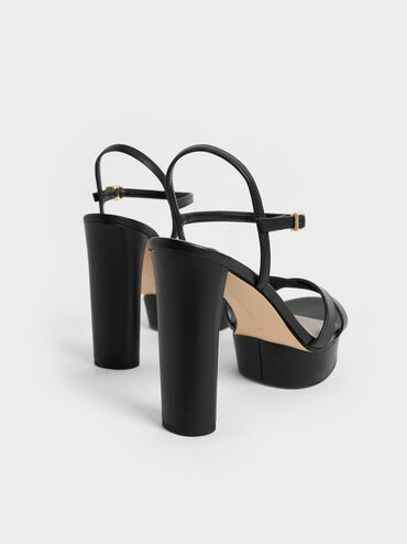 Faye Crossover Platform Heeled Sandals, Black, hi-res