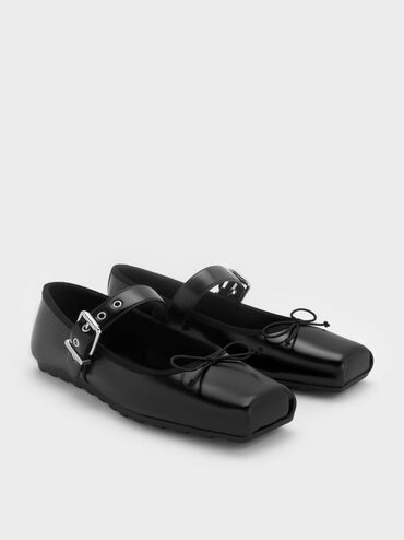 Myler Bow Mary Janes, Black, hi-res