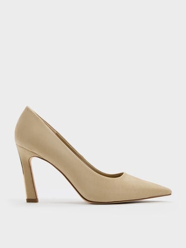 Kerra Faux Suede Pointed High Heels, Beige, hi-res