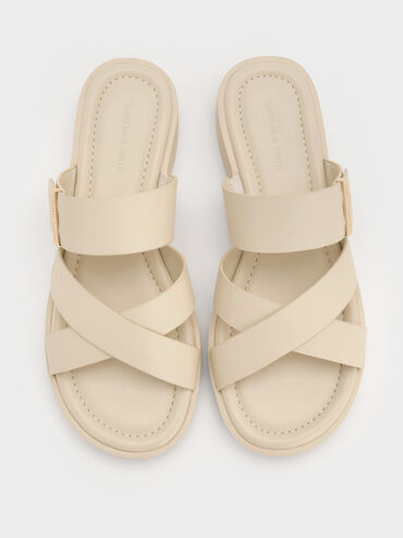 Metallic-Accent Crossover Slides, Chalk, hi-res