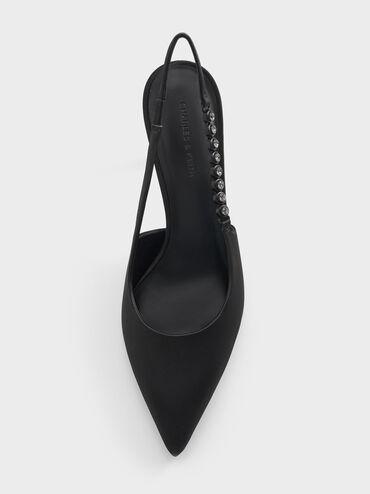 Flores Gem-Strap Slingback Pumps, Black, hi-res