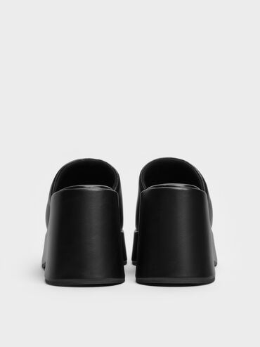 Wide-Strap Platform Wedges, Black, hi-res