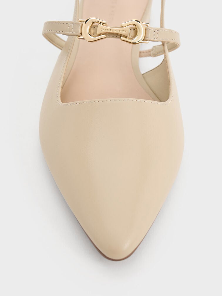 Trifina Pointed Slingback Flats, Taupe, hi-res