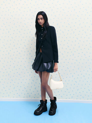 Mini Agatha Chain-Strap Shoulder Bag, Cream, hi-res