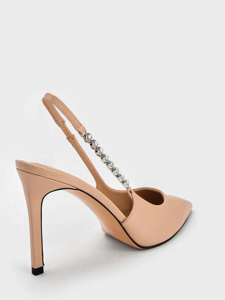 Flores Gem-Strap Slingback Pumps, Nude, hi-res