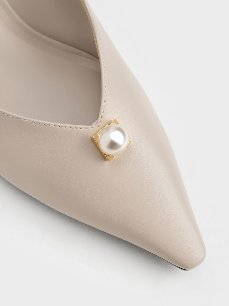 Marie Pearl Pointed Pumps, Taupe, hi-res