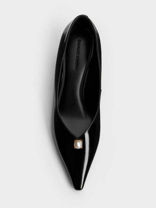Marie Pearl Pointed Pumps, Black Boxed, hi-res