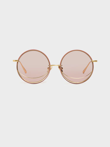Circle Frame Sunglasses, Pink, hi-res