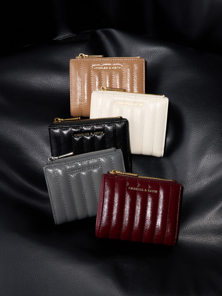 Donna Panelled Top-Zip Wallet, Black, hi-res