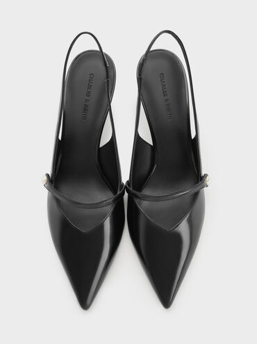 Helena Pearl Slingback Kitten Heels, Black Boxed, hi-res